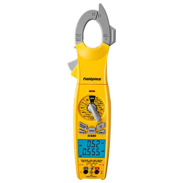 SC680 True RMS Electrical Clamp Meter with Swivel Head, 600AC/DC